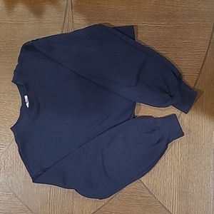 H&M cut off crew neck sweater navy blue size small